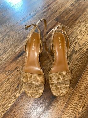 Marc Fisher Woven Tan Slingback Sandals